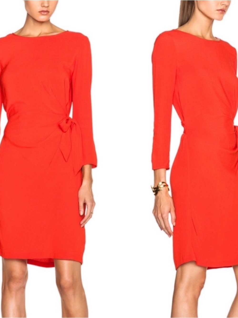 Diane Von Furstenberg | Silk Blend Zoe Tie Waist Red Dress, size 8 - Picture 2 of 12